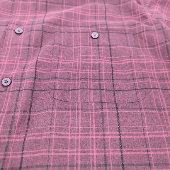 Haggar Clothing Mens Red Plaid Checkered Button Down Short Sleeve Shirt - Size L - Picture 5 of 12